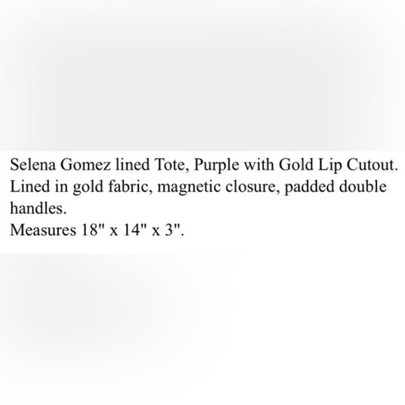 👛 (ANY 2/$20) SELENA GOMEZ Tote Bag Lip Shaped Cutouts - Picture 5 of 8
